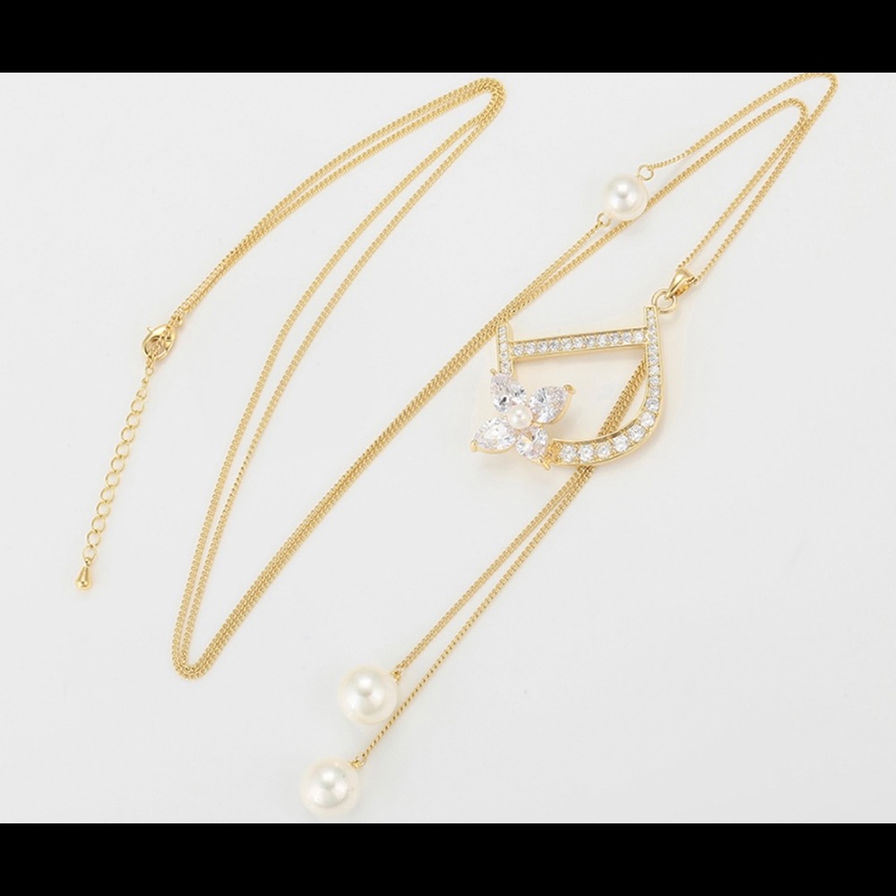 “D” Fashion Stainless Steel Necklace with Pearls